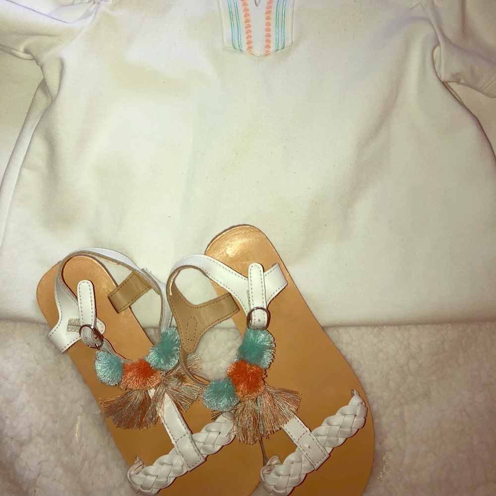 Little girl matching dress and shoes